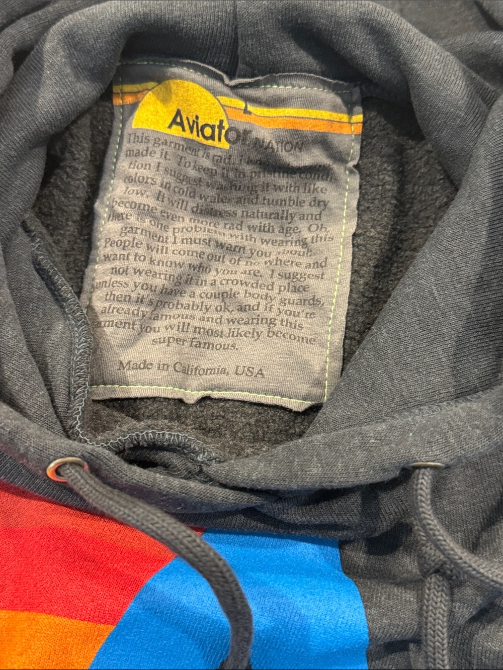 Aviator Nation Logo Pullover Relax Hoodie Charcoal L New - Picture 5 of 8